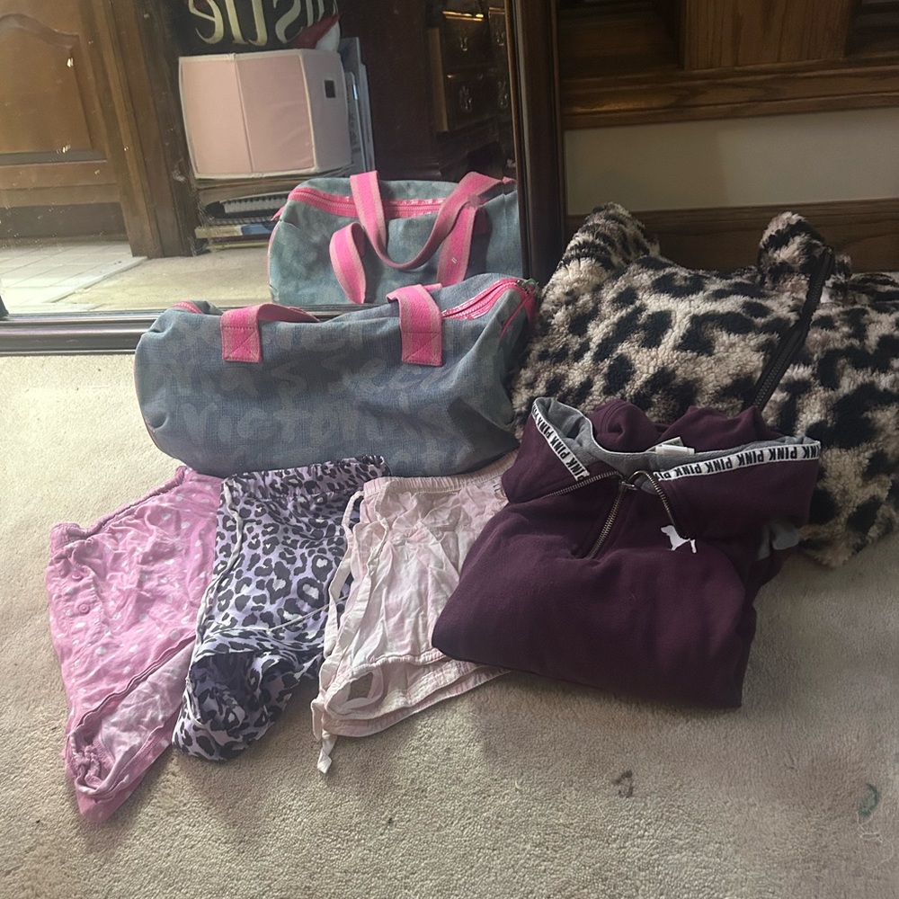 Y2K Victoria's Secret Pink Duffle Bag and Clothing Set